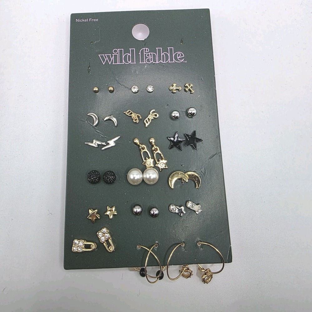 18 Pair Wild Fable Earrings Post‎ & Hoop Earrings Stars Moons Nickle Free NEW